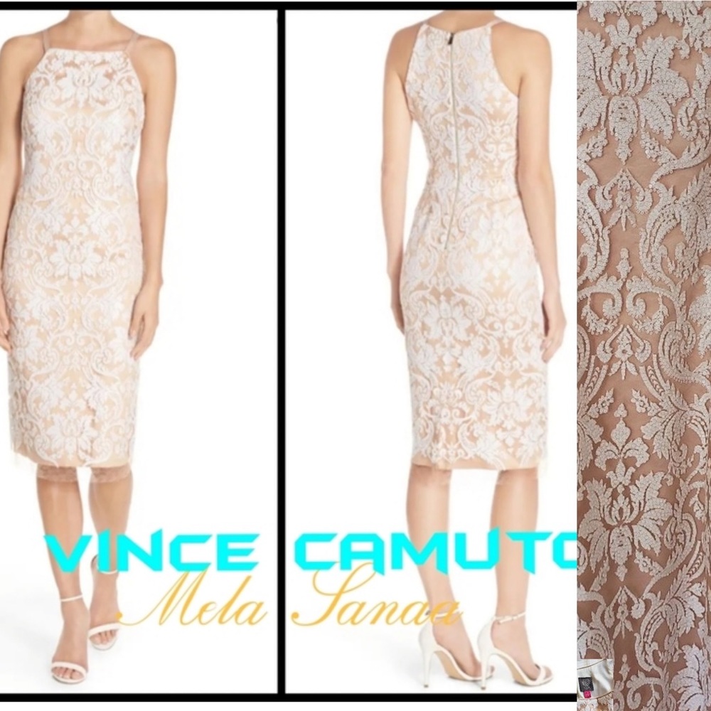 VINCE CAMUTO‎ Sequined Lace Midi Dress size 8